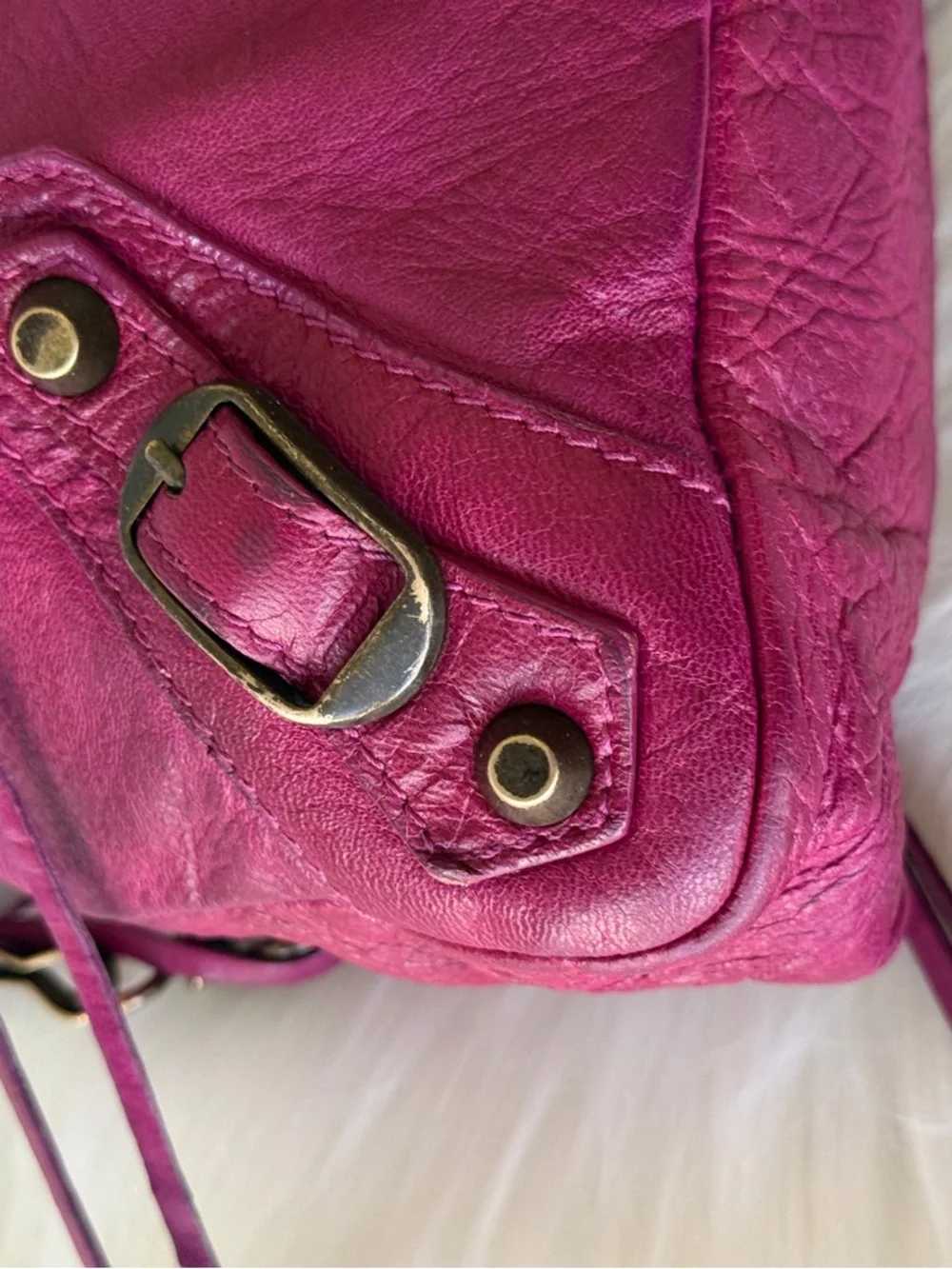 BALENCIAGA CITY BAG FIRST BAG 2005 CHÈVRE LEATHER PURPLE VINTAGE W/MIRROR - Picture 8 of 16